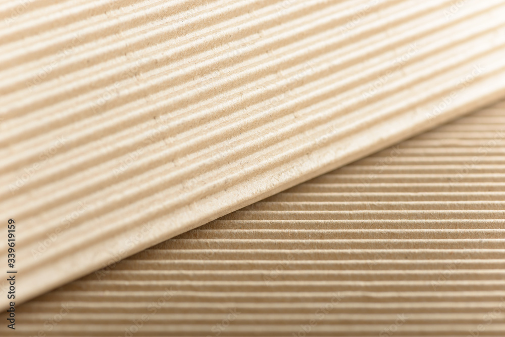 Carton or cardboard packing material. Texture of corrugated paper