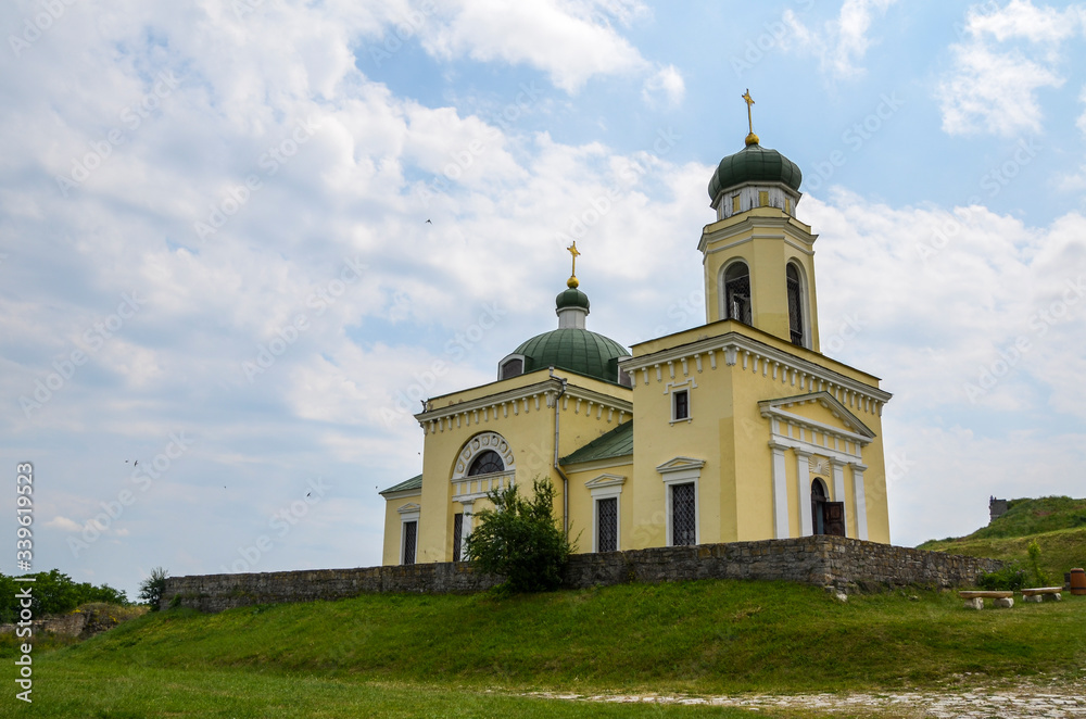 Khotyn orthodox church of Alexander Nevsky is located on the hill near the castle above the Dniester river in the western Ukraine. Khotyn orthodox church of Alexander Nevsky is located on the hill near the castle above the Dniester river in the western Ukraine.