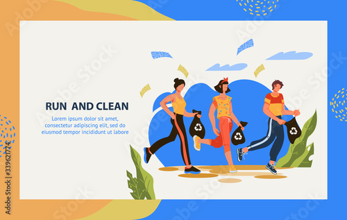waste, marathon, plogging, trash, bag, garbage, run, jogging, nature, litter, plastic, clean, runner, isolated, activist, banner, pollution, park, training, sport, ecology, recycling, environment, rec
