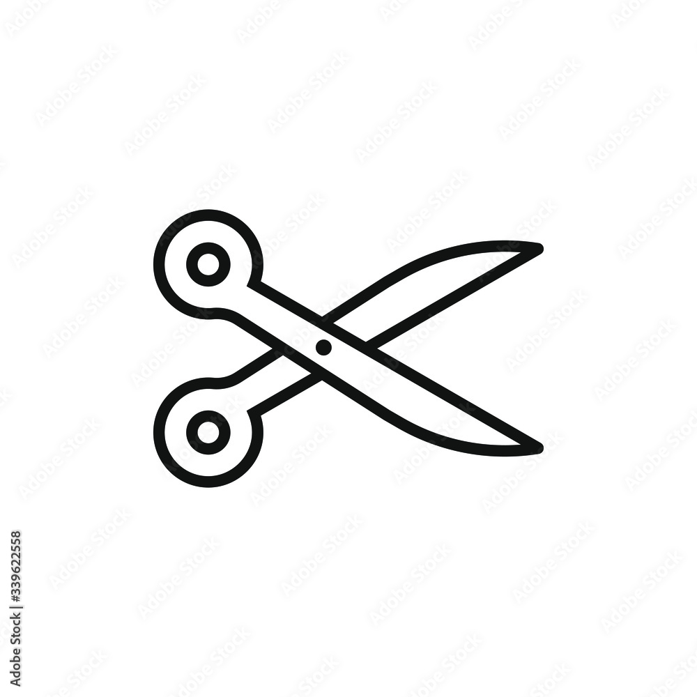 simple icon of a scissors with outline style design