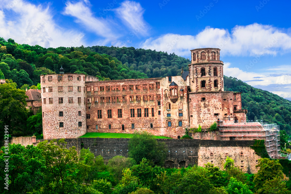 Famous medieval castles of Germany - impressive Heidelberg palace town.