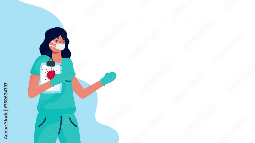 female doctor with face mask for covid19 and checklist female doctor with face mask for covid19 and checklist