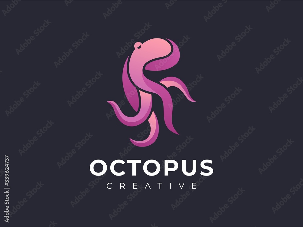 amazing gradient octopus mascot logo illustration amazing gradient octopus mascot logo illustration