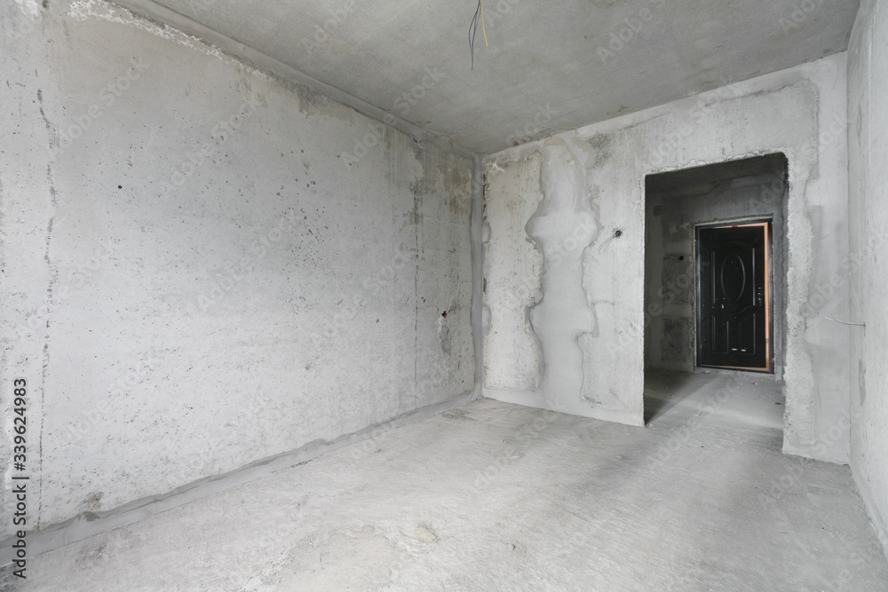 interior of the apartment without decoration in gray colors interior of the apartment without decoration in gray colors