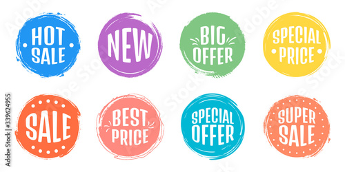 Set of sale tag tags. Grunge stamps, badges and banners. Premium quality guarantee, best seller, best choice, sale, special offer. Banners and stickers.