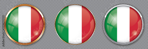 Free Download Round buttons with flag of Italy on transparent background - GFXLoad
