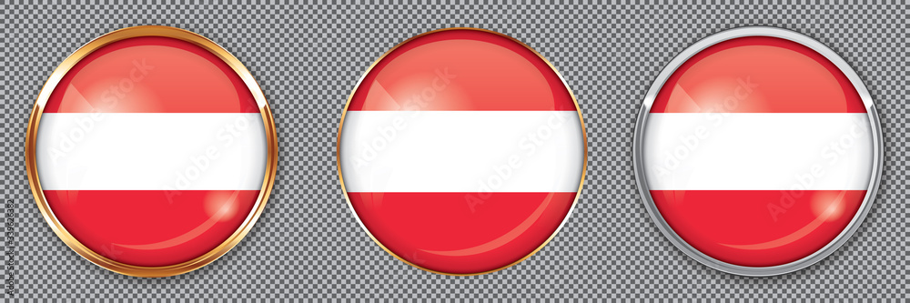 Round buttons with flag of Austria on transparent background Round buttons with flag of Austria on transparent background