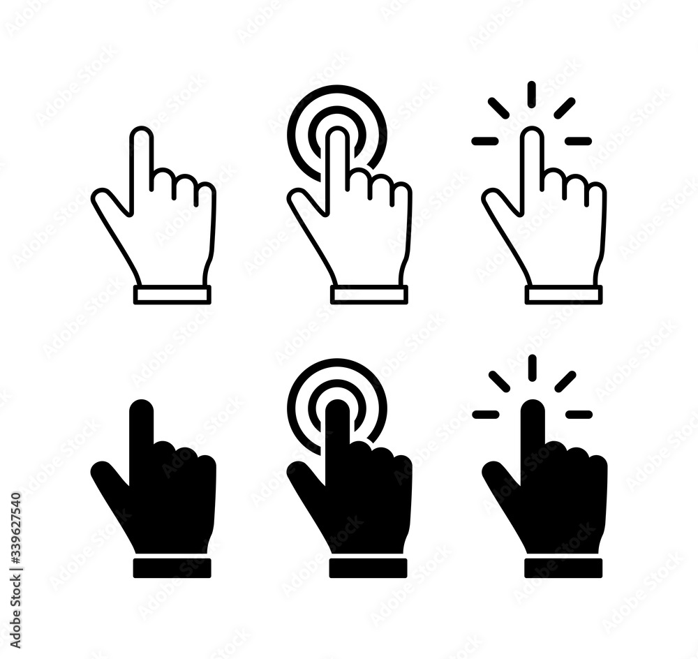 Hand Cursor icons set, click icon vector design Hand Cursor icons set, click icon vector design