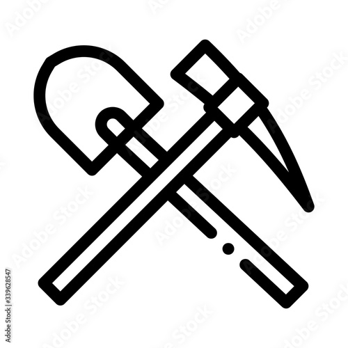 shovel and pickaxe icon vector. shovel and pickaxe sign. isolated contour symbol illustration