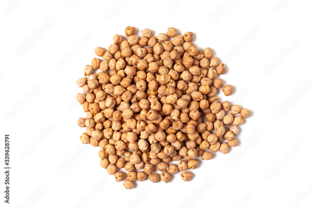 Chickpeas isolated on white background. Top view Chickpeas isolated on white background. Top view