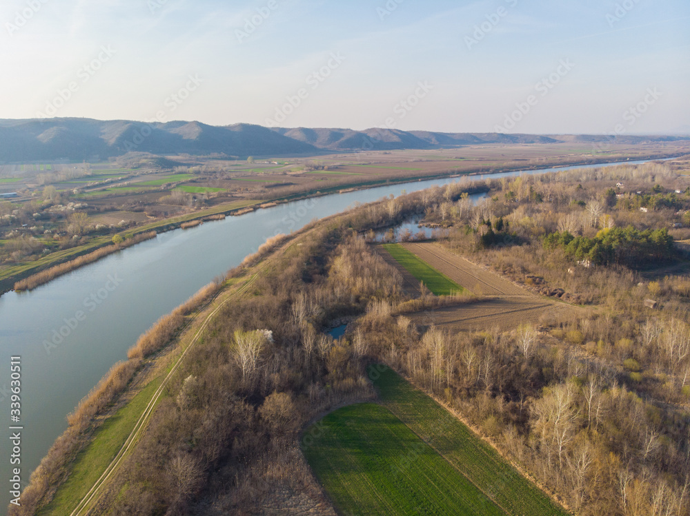 Danube Canal Tisa Danube. Aerial photography.