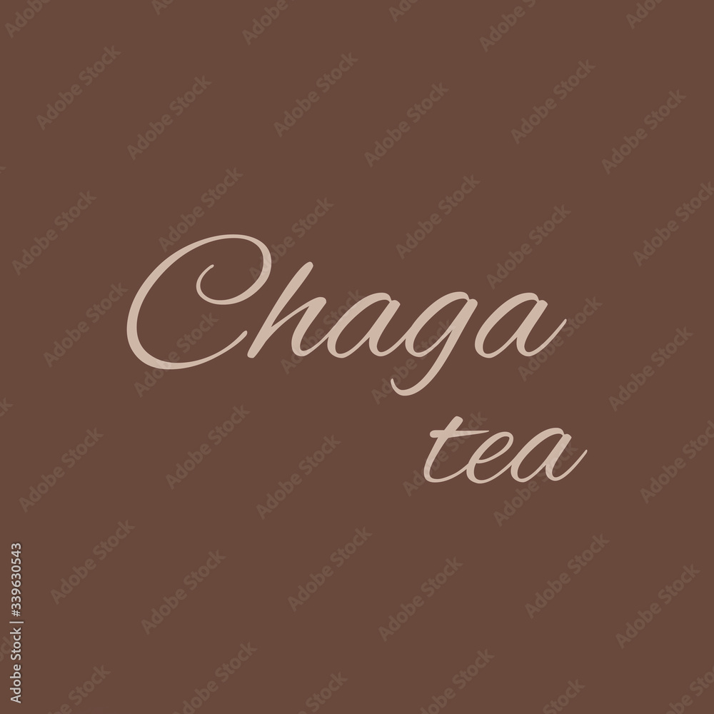 text Chaga tea beige color on brown background. square. ofl font text Chaga tea beige color on brown background. square. ofl font