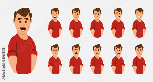 young office worker character with different facial expression or emotion for your design, motion or animation.