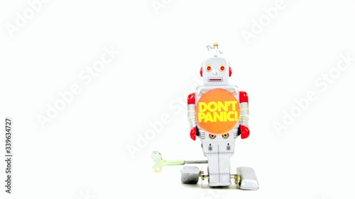 don't panic robot running around 