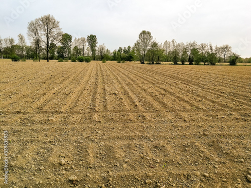view on a newly sown agricultural field