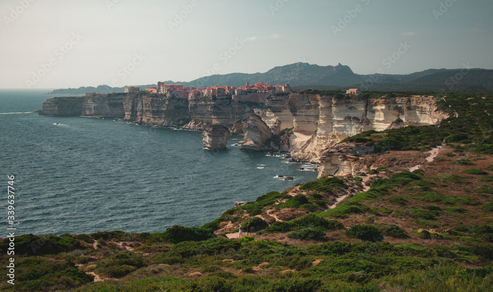 Mediterranean city by the cliffs in Corse