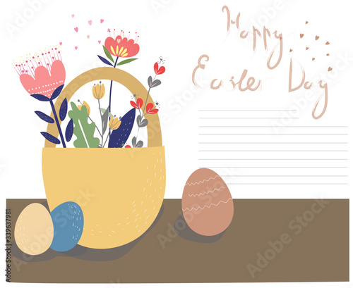 easter greeting card with flowers