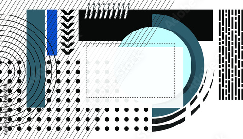 Vector illustration of creative modern background, stylish graphic in memphis style with imitation of typography.