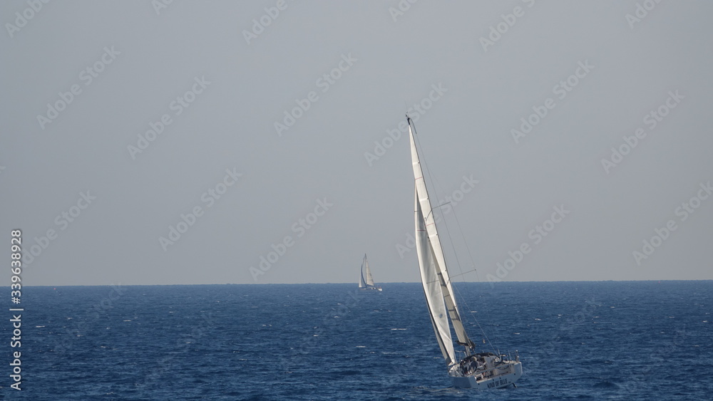 Obraz premium Sail Boat, Cassis, France, Fog
