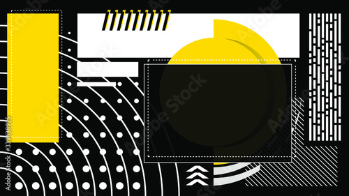 Vector illustration of creative modern background, stylish graphic in memphis style with imitation of typography.
