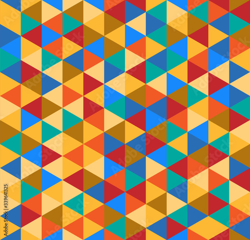 Multicolored triangle vector seamless pattern