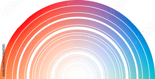 Color arcs half circle with blended colors. Abstract rainbow gradient with concentric circles