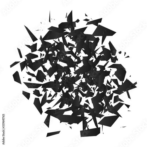 Explosion effect. Shatter triangle. Banner with place for text.
