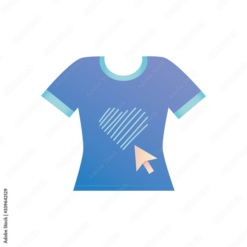 shopping online concept, women shirt with cursor icon, detailed style shopping online concept, women shirt with cursor icon, detailed style
