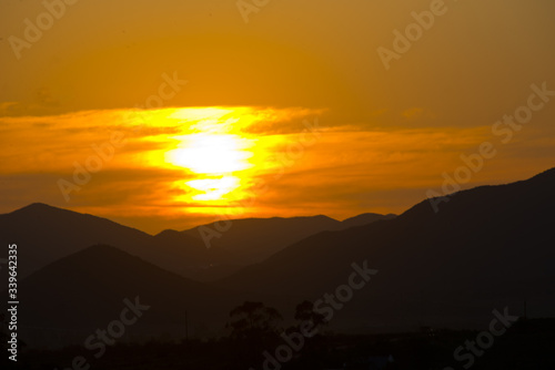 sunset over mountain range in little karoo, south africa