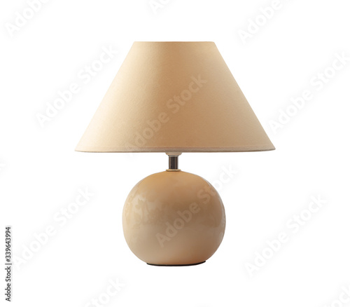 фотографія yellow table lamp on white background