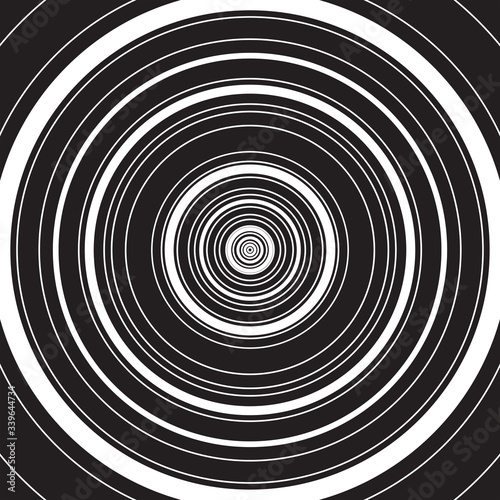 Black and white circular pattern with concentric circles. Centered symmetric circle.