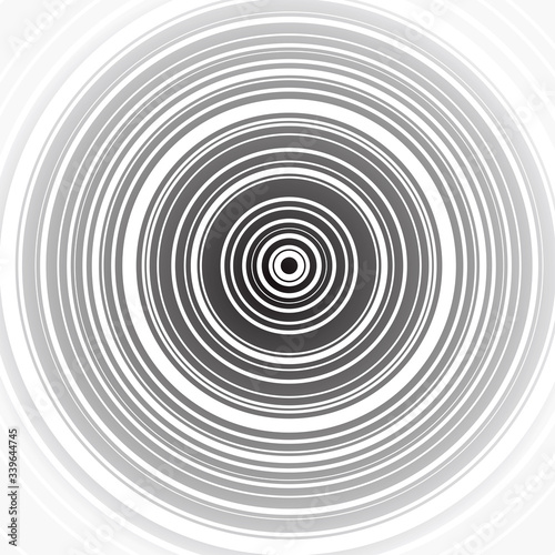 Black and white circular pattern with concentric circles. Centered symmetric circle.