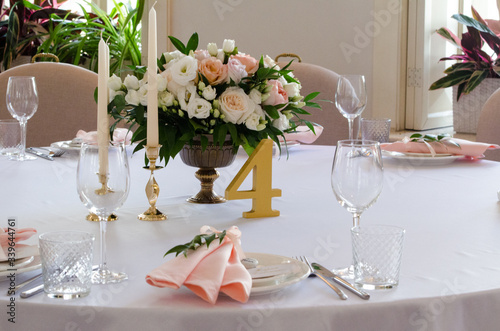 table appointments for wedding in restaurant © m.lexandrovna
