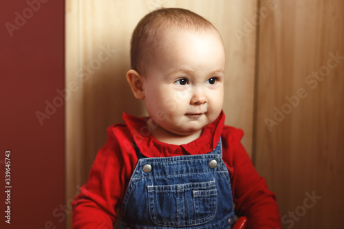 Wallpaper Mural Close portrait of beautiful baby boy at toddler age. Torontodigital.ca