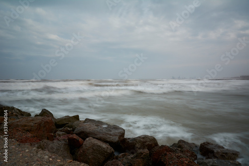 The sea from the jetty on a stormy day,