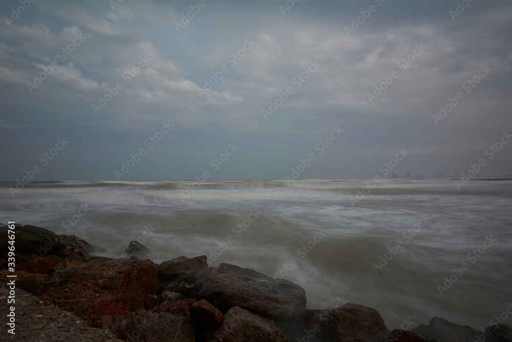 The sea from the jetty on a stormy day
