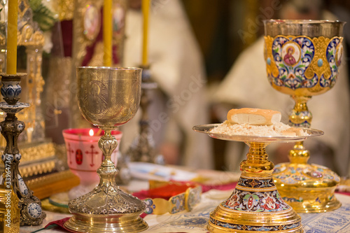 Fotografia Chalice for communion in the Orthodox monastery