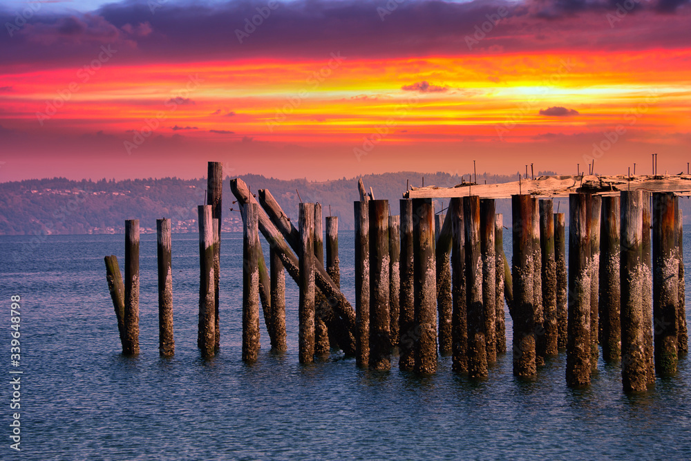 2020-04-11 OLD DECAYING PIER PILINGS BY RUSTON WAY IN TACOMA WASHINGTON 2020-04-11 OLD DECAYING PIER PILINGS BY RUSTON WAY IN TACOMA WASHINGTON