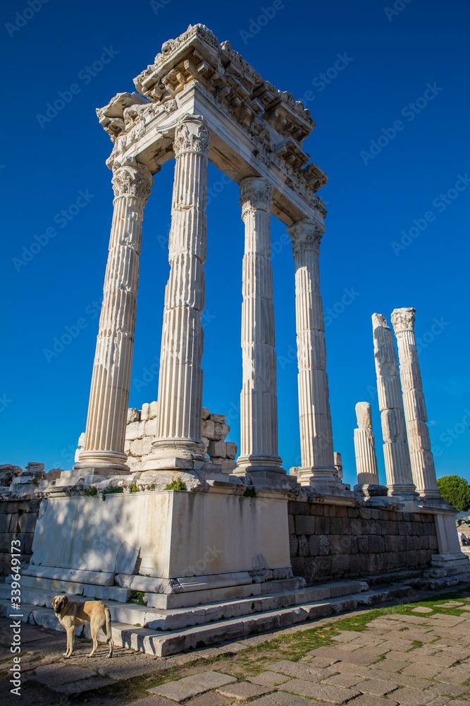 Trajan temple in ancient city of Pergamon in Turkey. Trajan temple in ancient city of Pergamon in Turkey.
