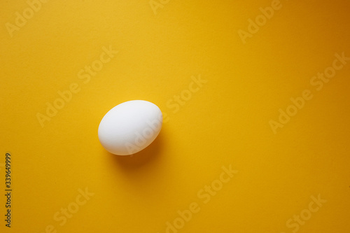 One egg on a white background. Minimalism. An idea, the beginning of life.