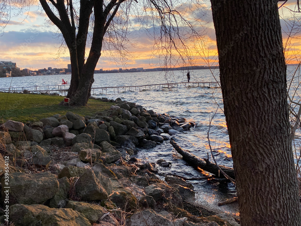 Spring lake sunset pier 