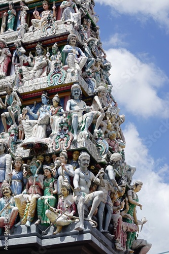 Photography colorful hindu temple in singapore city