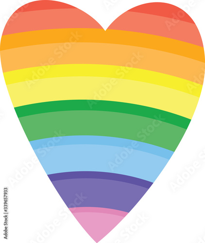 Rainbow heart on white background. Vector illustration.