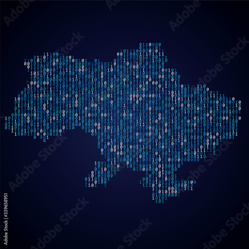 Ukraine country map made from digital binary code