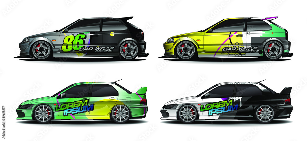 Naklejka premium Car wrap graphic racing abstract strip and background for car wrap and vinyl sticker - Vector