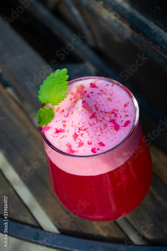 strawberry smoothie in glass