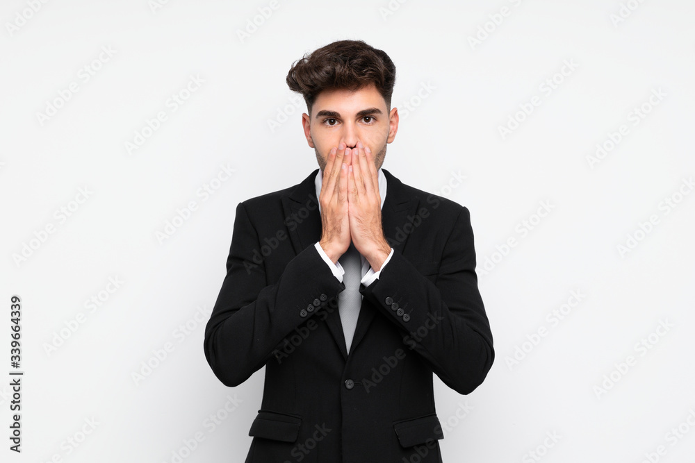 Young businessman over isolated white background with surprise facial expression Young businessman over isolated white background with surprise facial expression