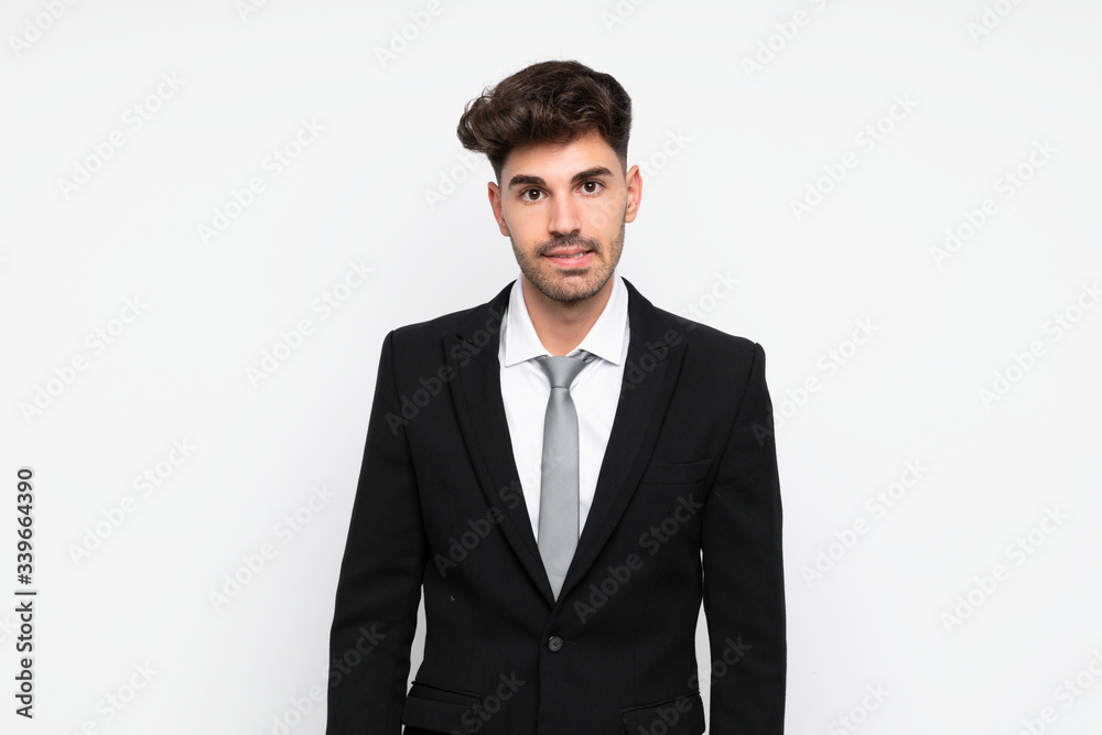 Young businessman over isolated white background having doubts and with confuse face expression Young businessman over isolated white background having doubts and with confuse face expression