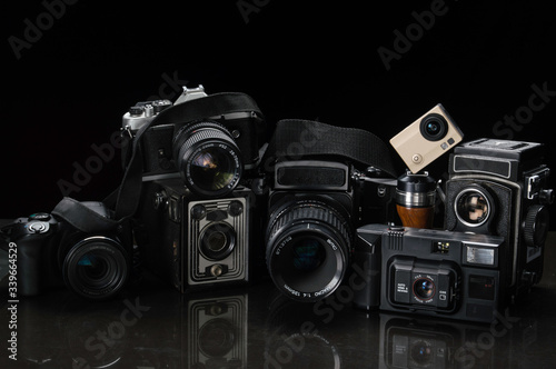 still life of old cameras