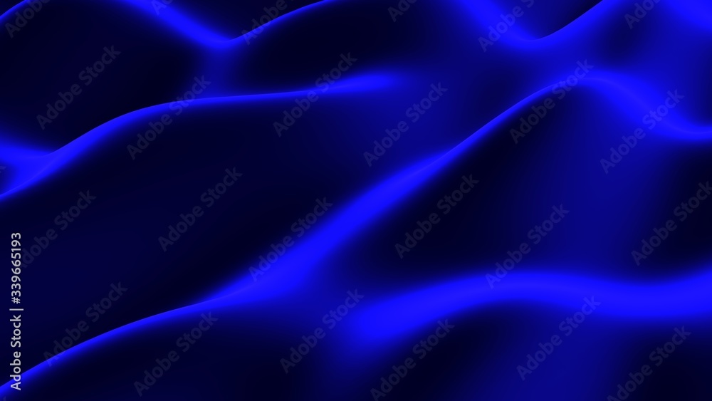 Obraz premium Smooth elegant silk or satin texture. Abstract background. Liquid wave. Blue metallic color. 3D-rendering.